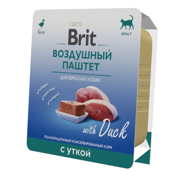 BRIT, Воздушный паштет д/кошек с уткой, 100 гр.