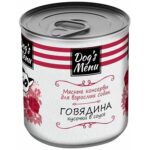 DOG`S MENU, Консервы д/собак кусочки в соусе с говядиной, 750 гр.