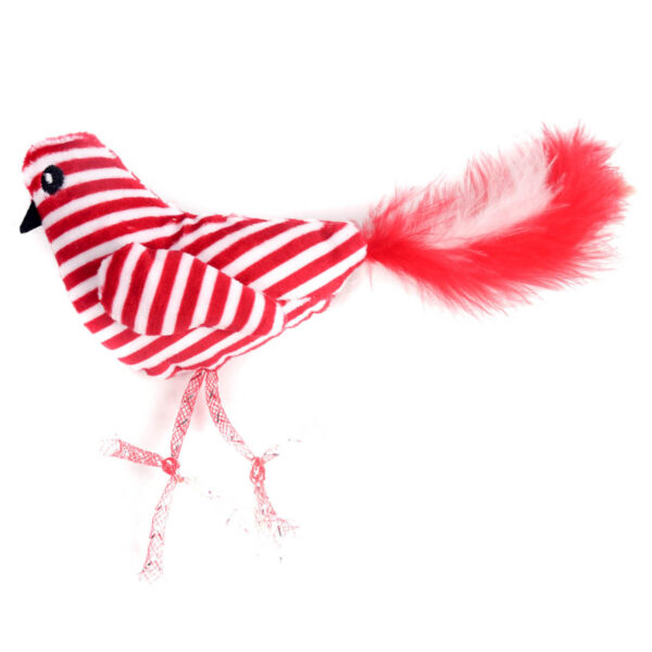 PETPARK, Игрушка д/кошек, птичка с перьями, красно-белая, 25 см.