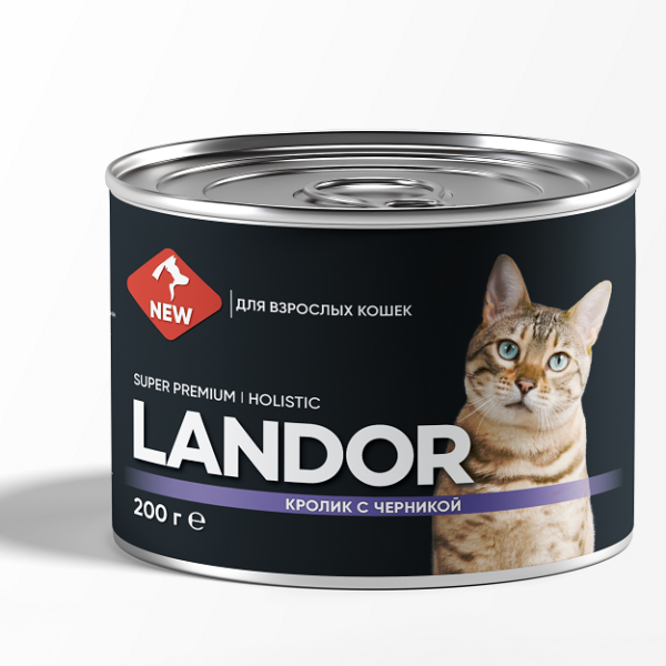 LANDOR, Влажный корм д/кошек кролик/черника, 100 гр.
