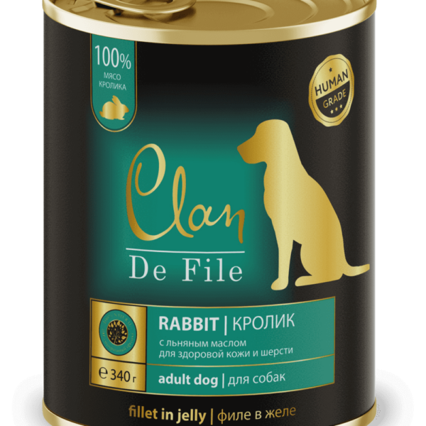 CLAN De File, Консервы д/собак с кроликом, 340 гр.