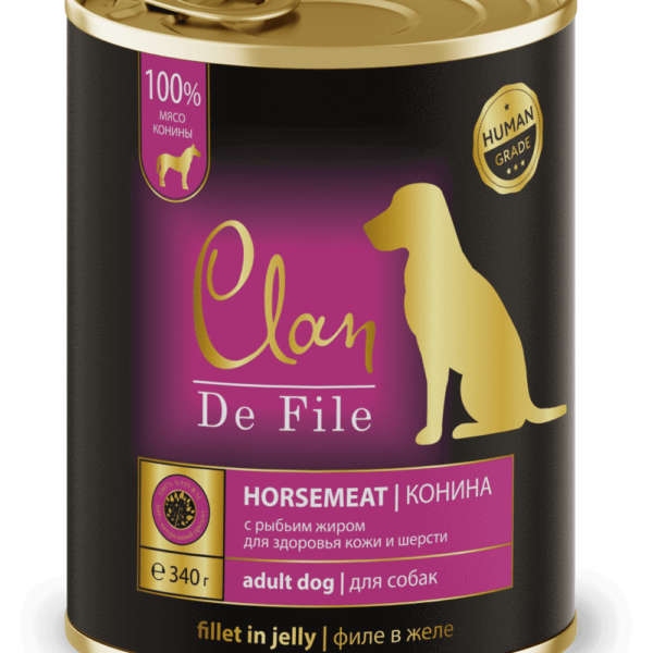 CLAN De File, Консервы д/собак с кониной, 340 гр.