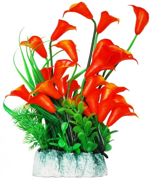 УЮТ, Растение аквариумное 24 см оранжевые цветы, 1 шт.