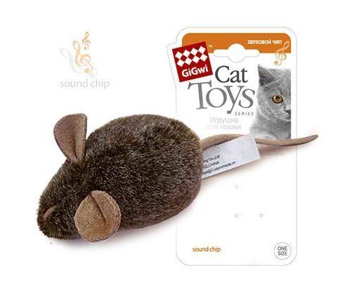 GIGWI, Игрушка д/кошек, мышка с эл-ным чипом, коричневая