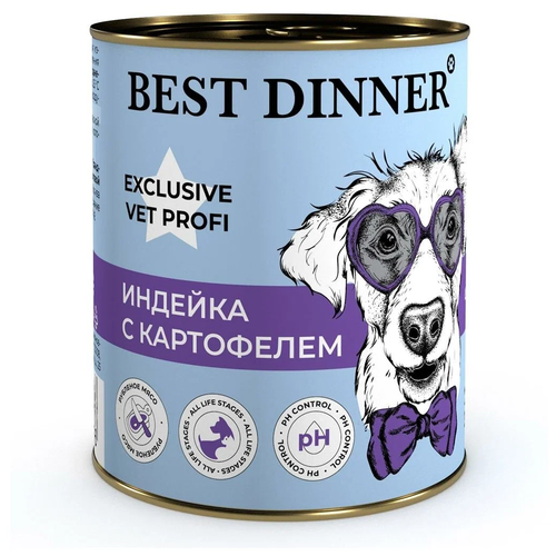BEST DINNER Exclusive Vet Profi, Консервы д/собак urinary, индейка с картофелем, 340 гр.