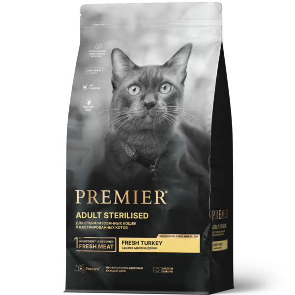 PREMIER CAT, Сухой корм д/стерил. кошек с мясом индейки, 400 гр.