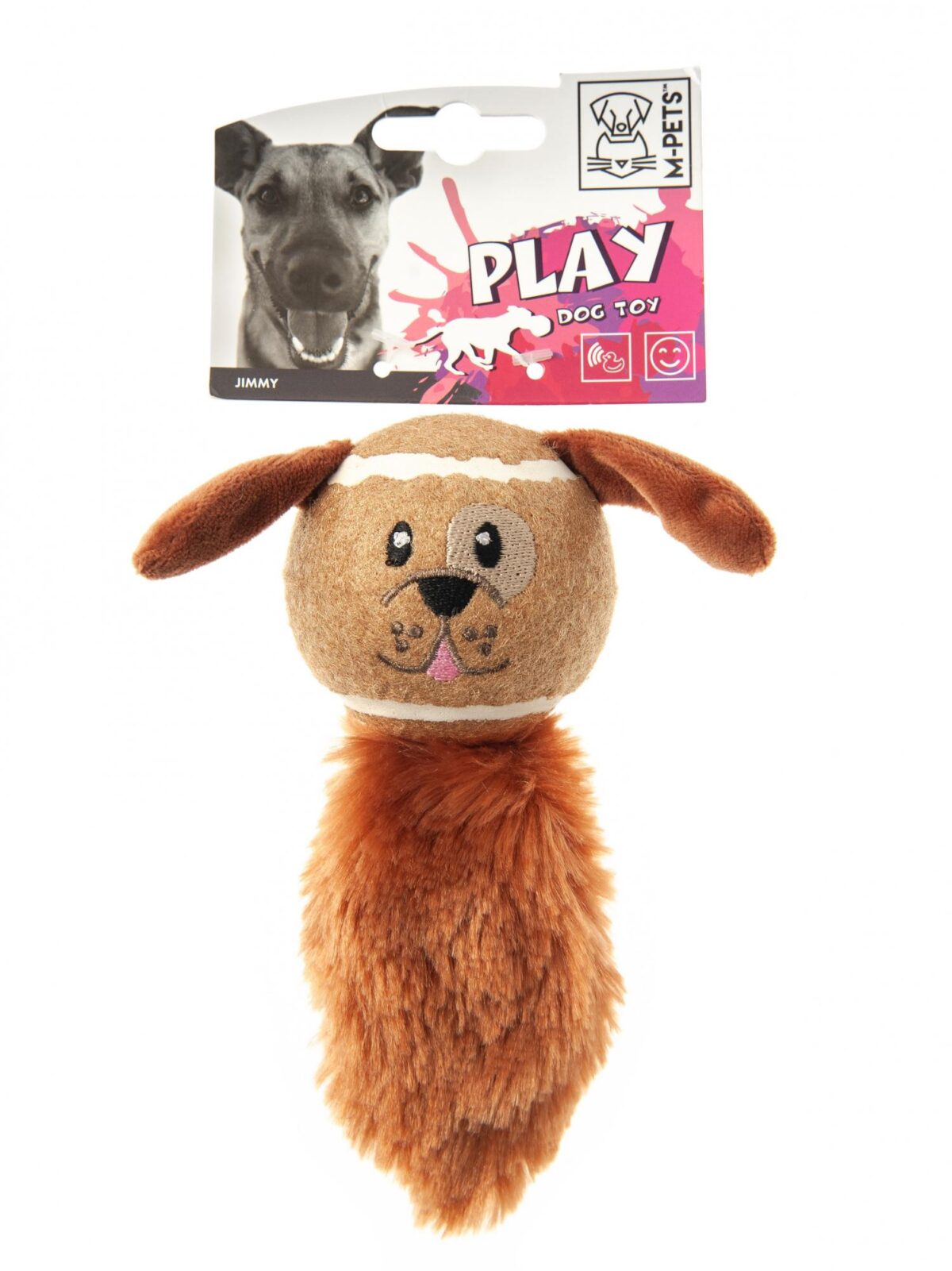 M-PETS, Игрушка д/собак, мяч с пищалкой и хвостом, "jimmy", 18*11*6,5 см.