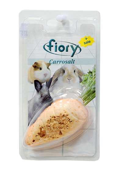 FIORY, Био-камень для грызунов "Carrosalt" с солью в форме моркови, 65 гр.