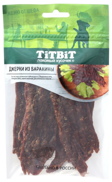 TIT-BIT, Лак-во д/собак, джерки баранины, 70 гр.