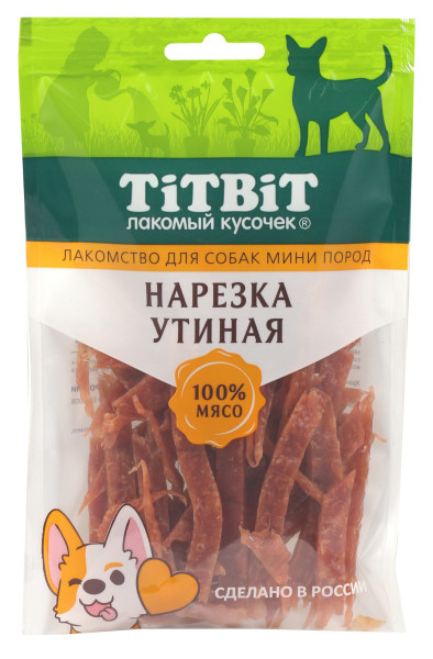 TITBIT, Лак-во д/собак, нарезка утиная, 70 гр.