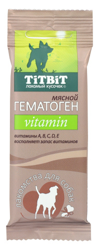 TITBIT, Лак-во д/собак, гематоген мясной vitamin, 35 гр.