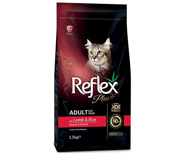 REFLEX PLUS, Сухой корм д/кошек с ягнёнком и рисом, 1,5 кг.