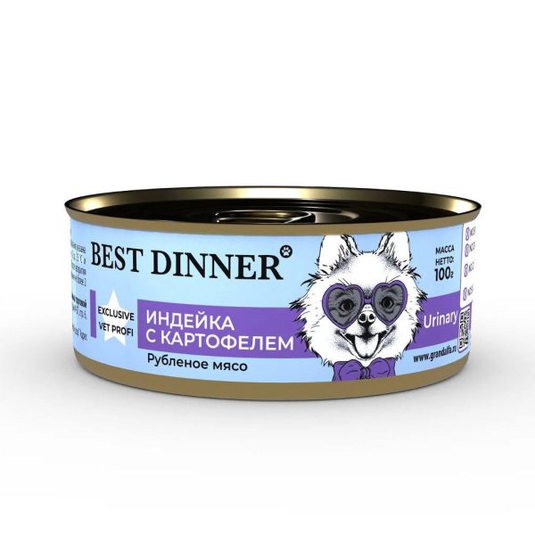 BEST DINNER Exclusive Vet Profi, Консервы д/собак urinary, индейка с картофелем, 100 гр.