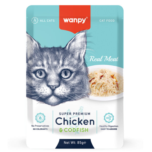 WANPY, Влажный корм д/кошек из курицы и гребешка, 85 гр.