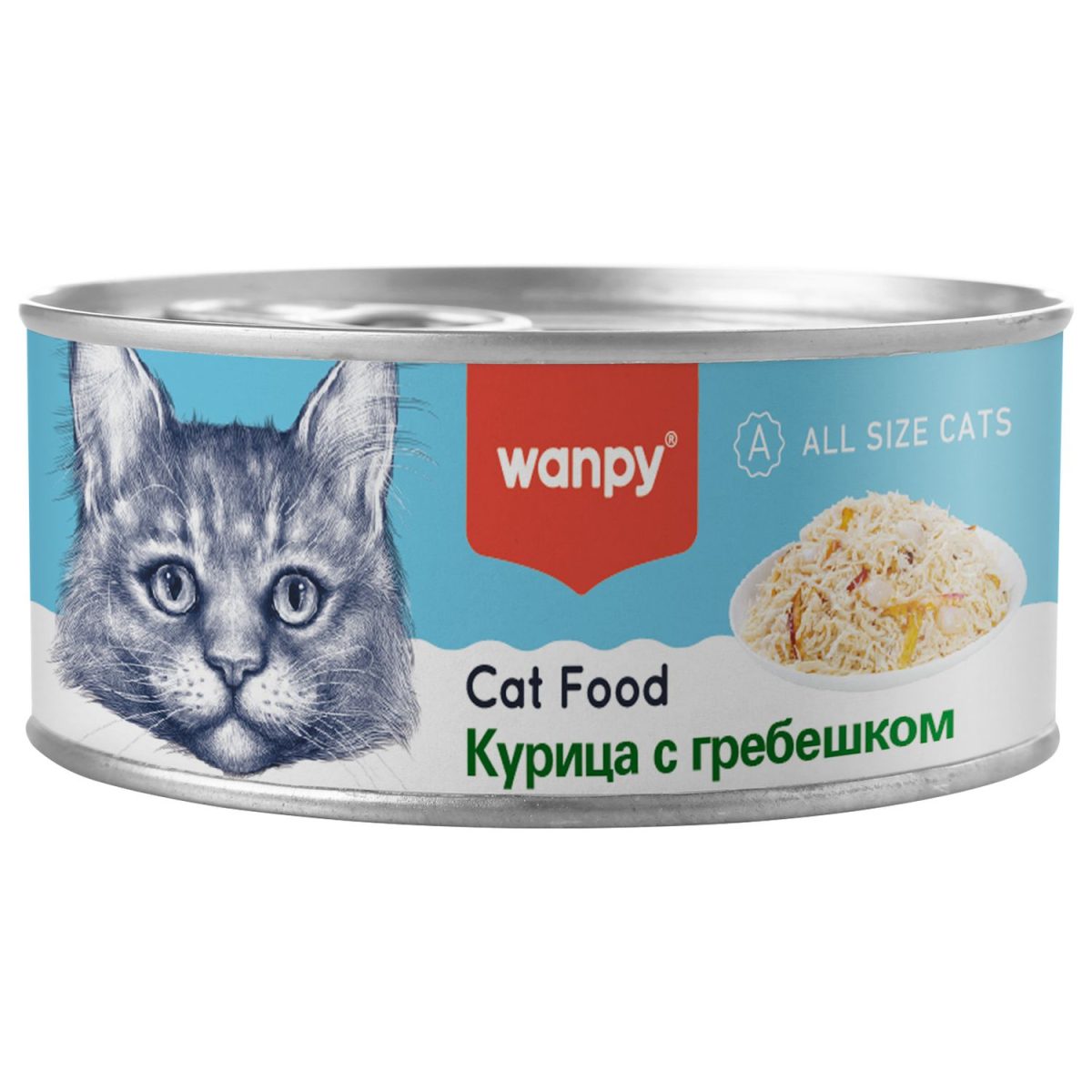 Wanpy Cat, консервы дкошек "Курица с гребешком", 95г