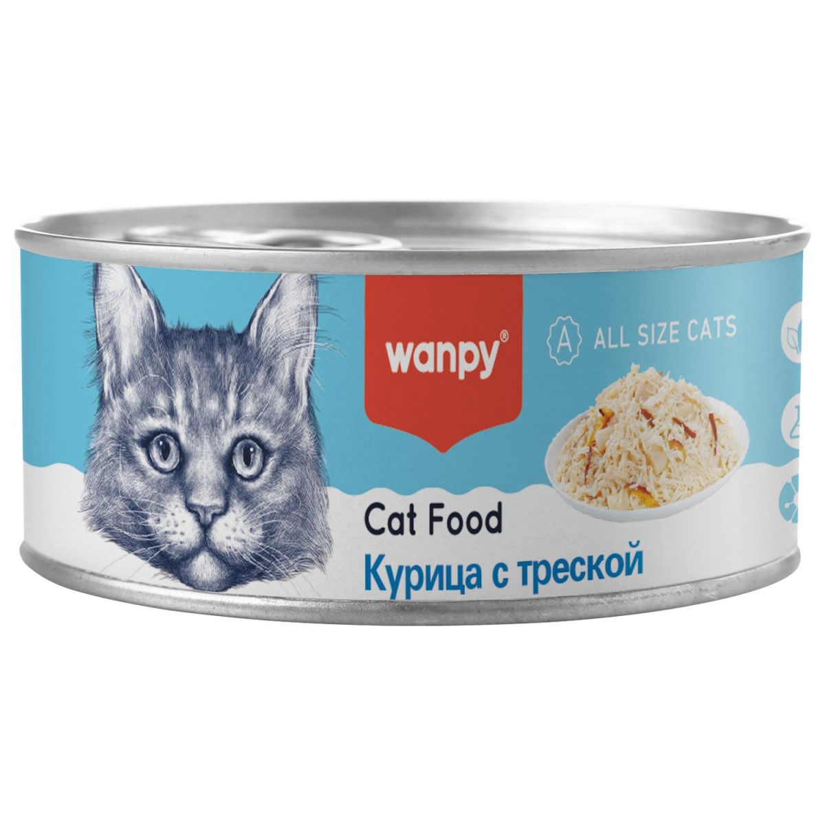 Wanpy Cat, консервы дкошек "Курица с треской", 95г