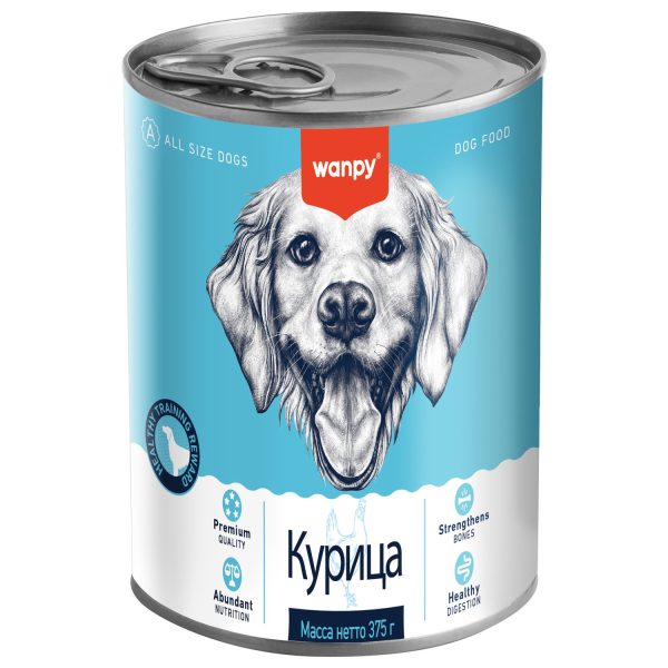 Wanpy Dog, консервы дсобак "Курица", 375г