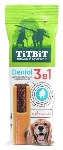 TIT-BIT, Лак-во д/собак, DENTAL 3в1, с облепихой д/собак мелких и средних пород, 110 гр.