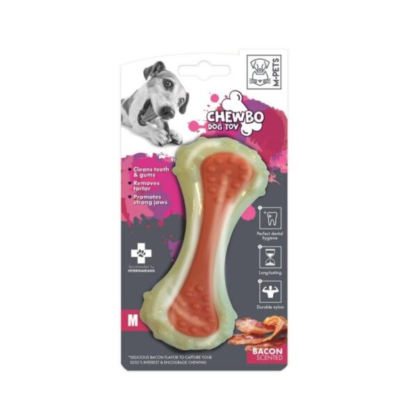 M-PETS, Игрушка д/собак, кость со вкусом бекона, 13 см.