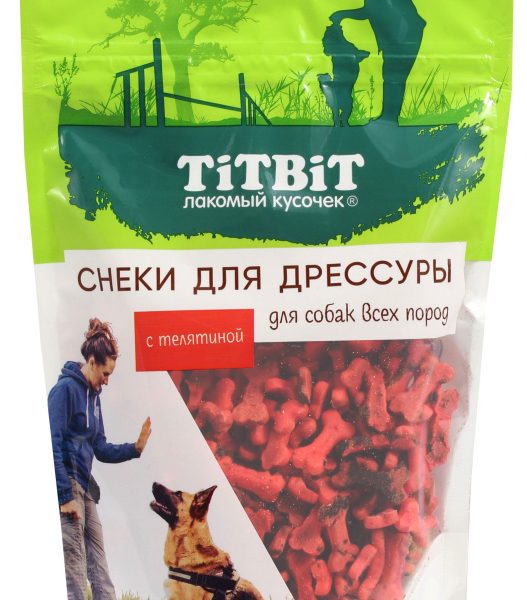 TITBIT, Лак-во д/собак, снэки для дрессуры с телятиной, 100 гр.