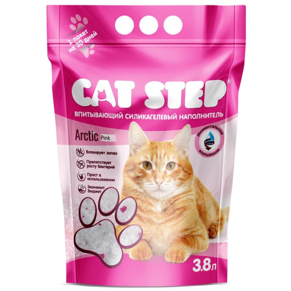 CAT STEP, Силикалегевый наполнитель, PINK, 3,8 л.