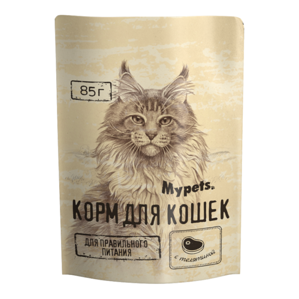 MYPETS, Паучи д/кошек с телятиной, 85 гр.