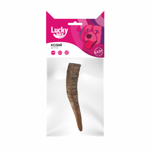 LUCKY BITS, Лакомства д/собак, рог козий, размер S, 80 гр.