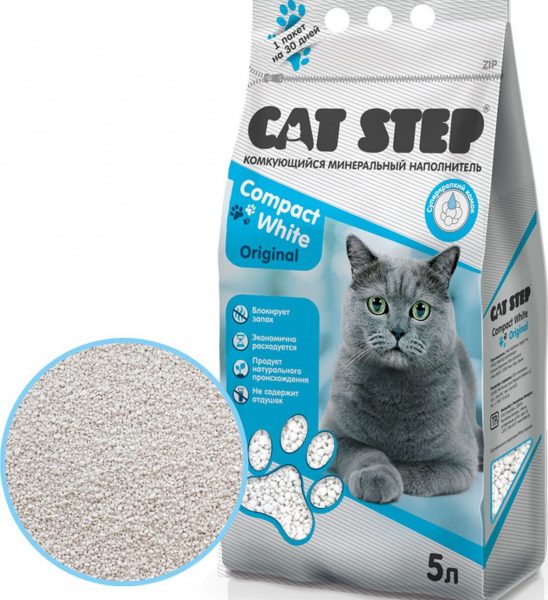 CAT STEP, Наполнитель минеральный compact white, оригинальный, 10 л./8,4 кг.