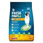 FRESH PAWS, Впитывающий наполнитель д/туалета с активированным углем, 6 л.