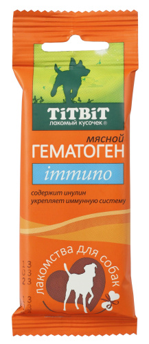 TITBIT, Лак-во д/собак, гематоген мясной immuno, 35 гр.