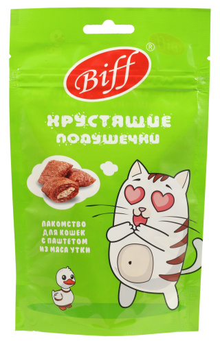 TITBIT, Хрустящие подушечки biff д/кошек с паштетом из утки, 60 гр.