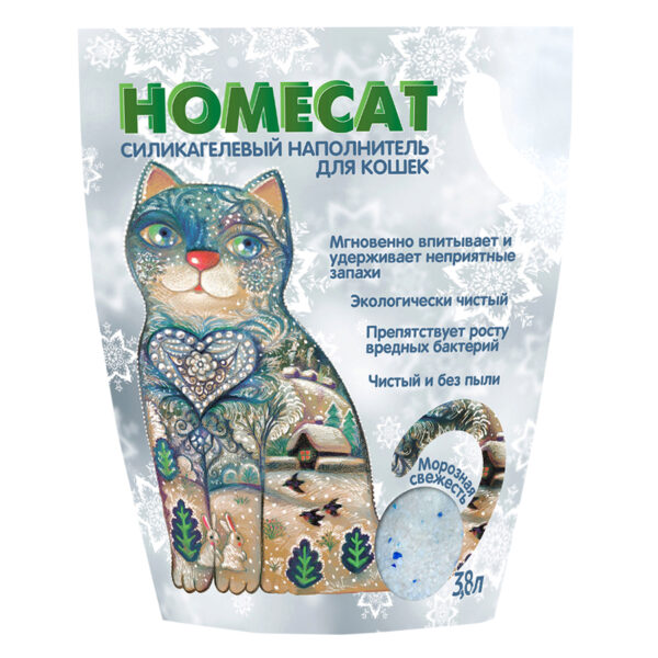 HOMECAT, Силикагелевый наполнитель "морозная свежесть", 3,8 л.
