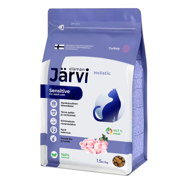 JARVI, Сухой корм д/кошек с чувствительным пищеварением с индейкой, 1,5 кг.