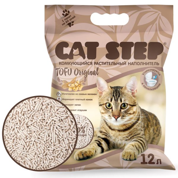 CAT STEP, Наполнитель соевый, оригинальный, 12 л.