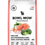 BOWL WOWL fresh meat, Сухой корм д/стерилизованных кошек, лосось, белая рыба, брокколи, 400 гр.