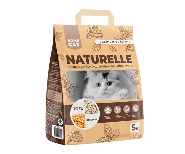 HOMECAT NATURELLE, Комкующийся растительный наполнитель, оригинальный, 5 л.