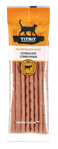 TITBIT, Лакомство д/кошек, колбаски сливочные, 30 гр.