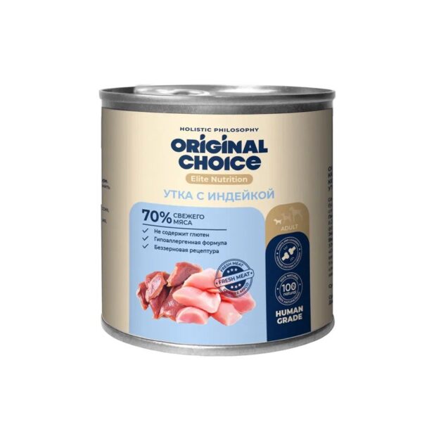 ORIGINAL CHOICE, Elite Nutrition, Консервы д/собак мелких пород, утка/индейка, 240 гр.