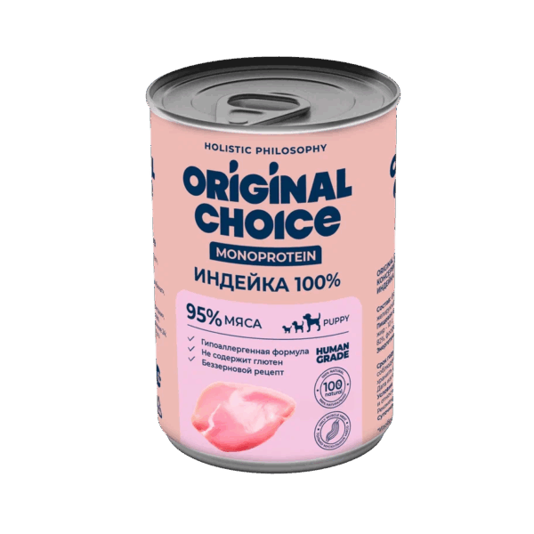 ORIGINAL CHOICE, Monoprotein, Консервы д/щенков, индейка, 340 гр.