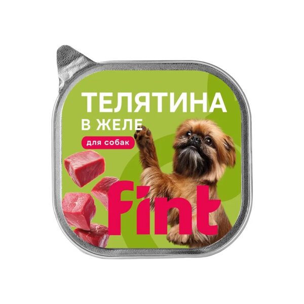 FINT, Влажный корм д/ собак мелких и средних пород телятина, в желе, 100 гр.