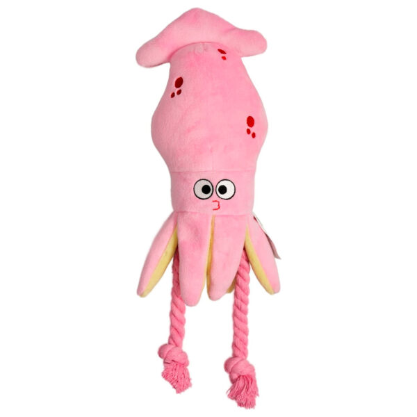 MR.KRANCH, Игрушка д/собак "Кальмар", розовая канатиками и пищалкой, 26 см.