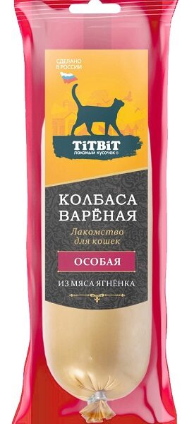 TITBIT, Лак-во д/кошек, колбаса вареная особая из мяса ягненка, 100 гр.