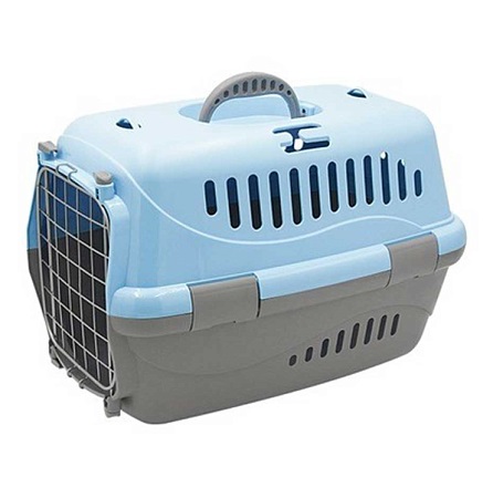 PET STAR Standart, Переноска, серо-голубая, L, пластм.дверца,  54,5*36*34 см.