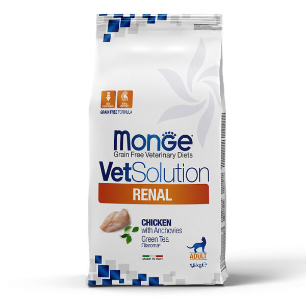 MONGE VETSOLUTION FELINE, Сухой корм д/кошек, Renal, 1,5 кг.